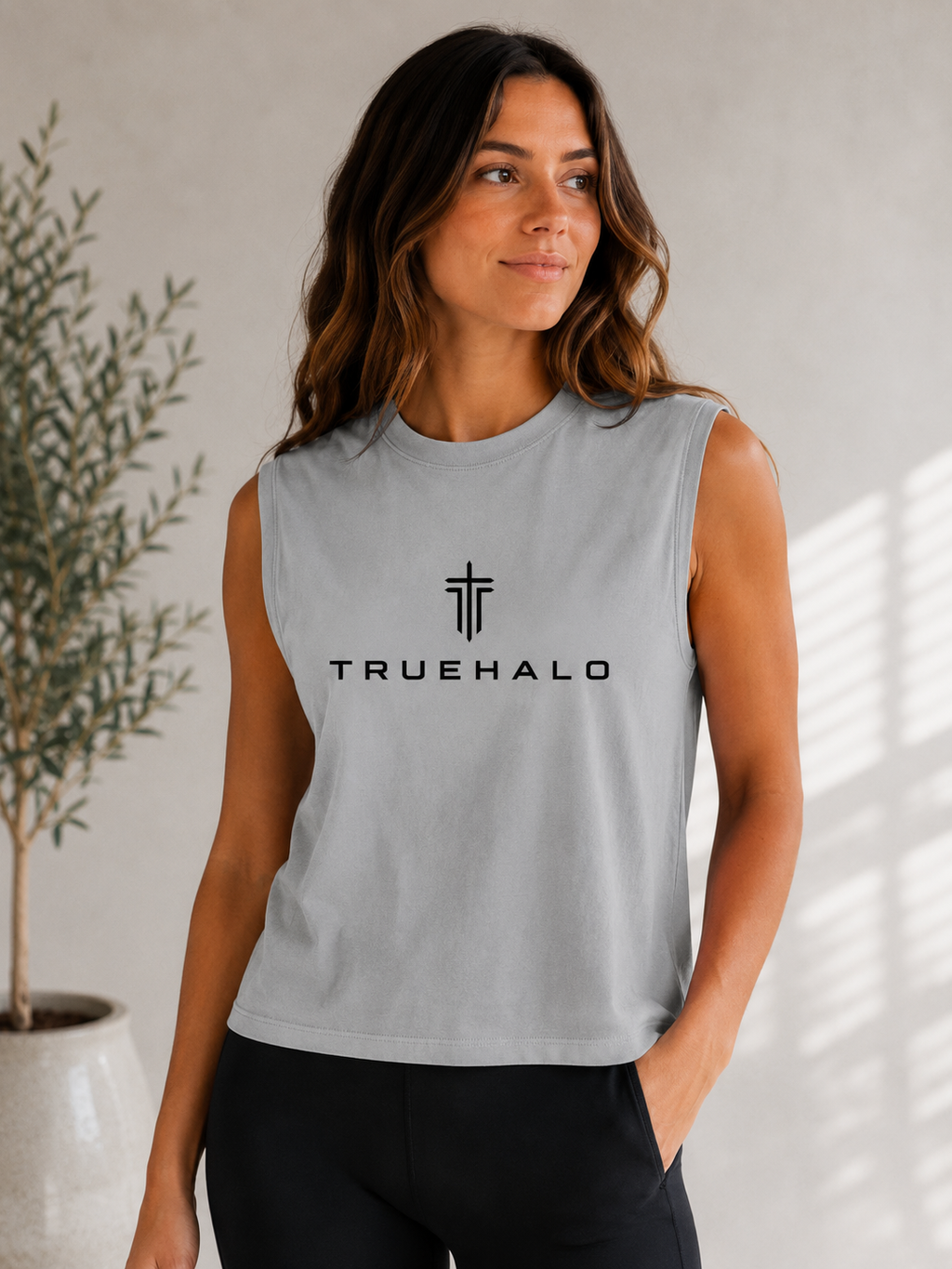 TRUEHALO Women’s Muscle Tank - Silver Mist