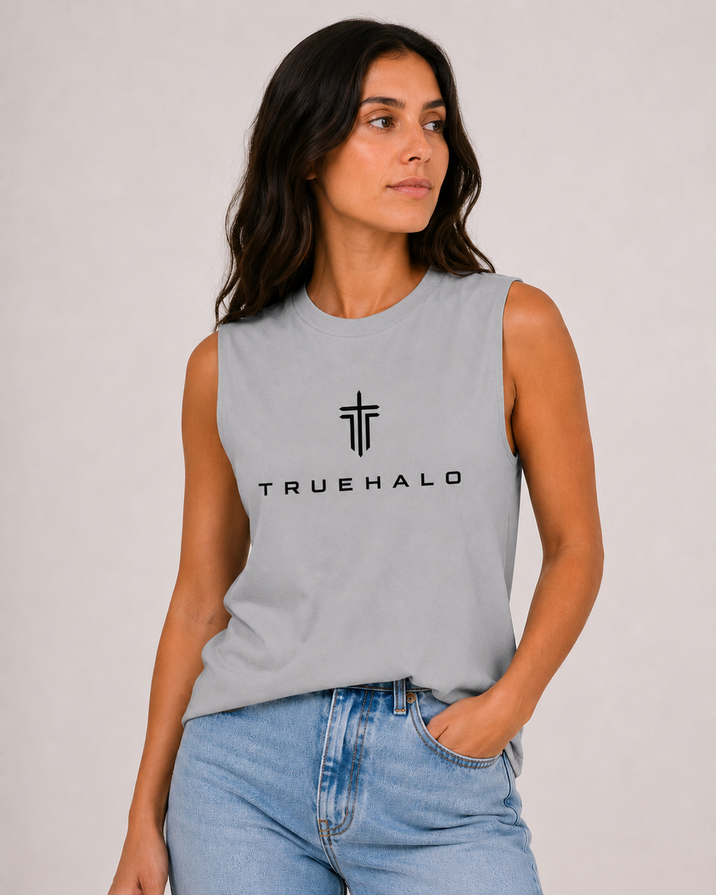 TRUEHALO Women’s Muscle Tank - Silver Mist