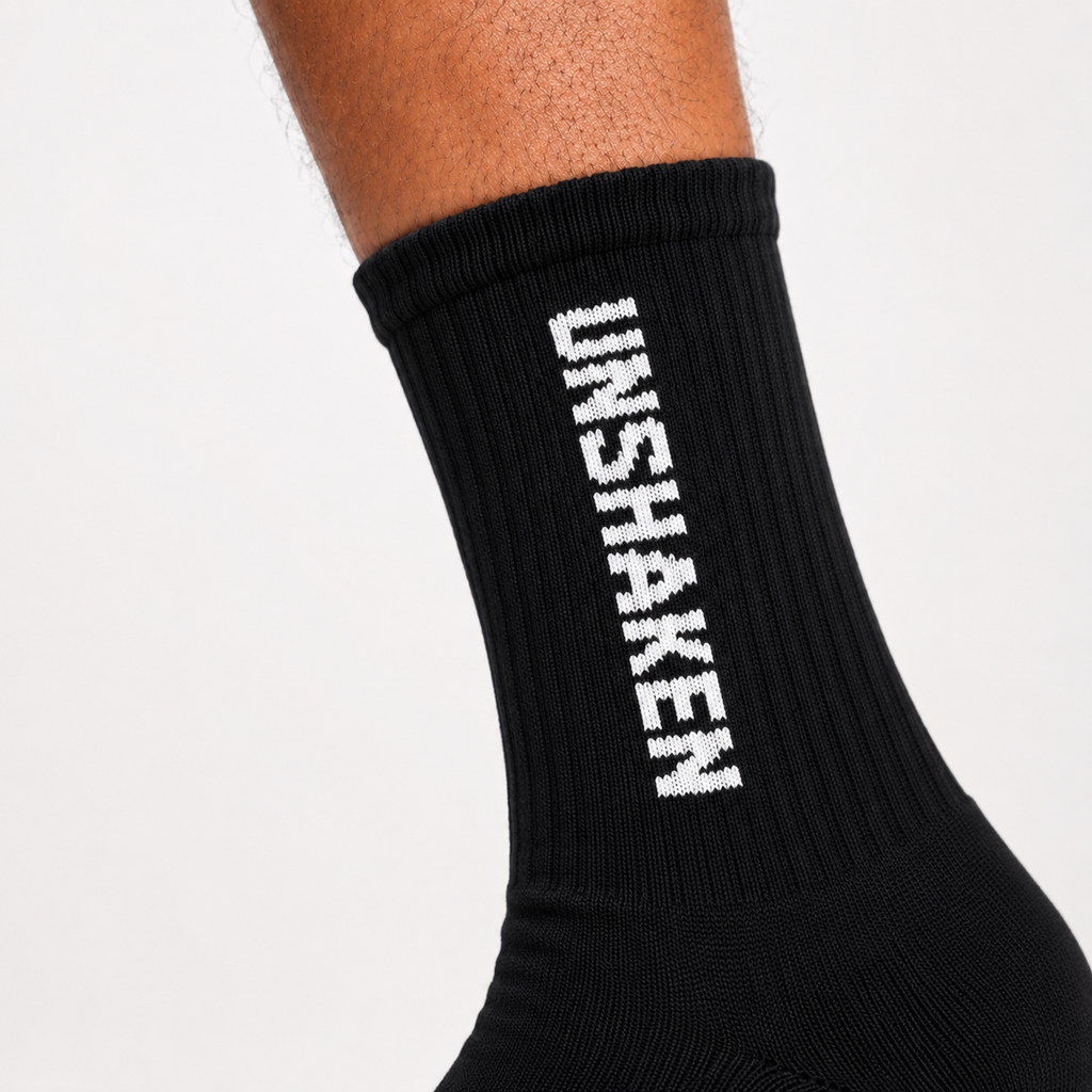 UNSHAKEN Athletic Crew Socks Black
