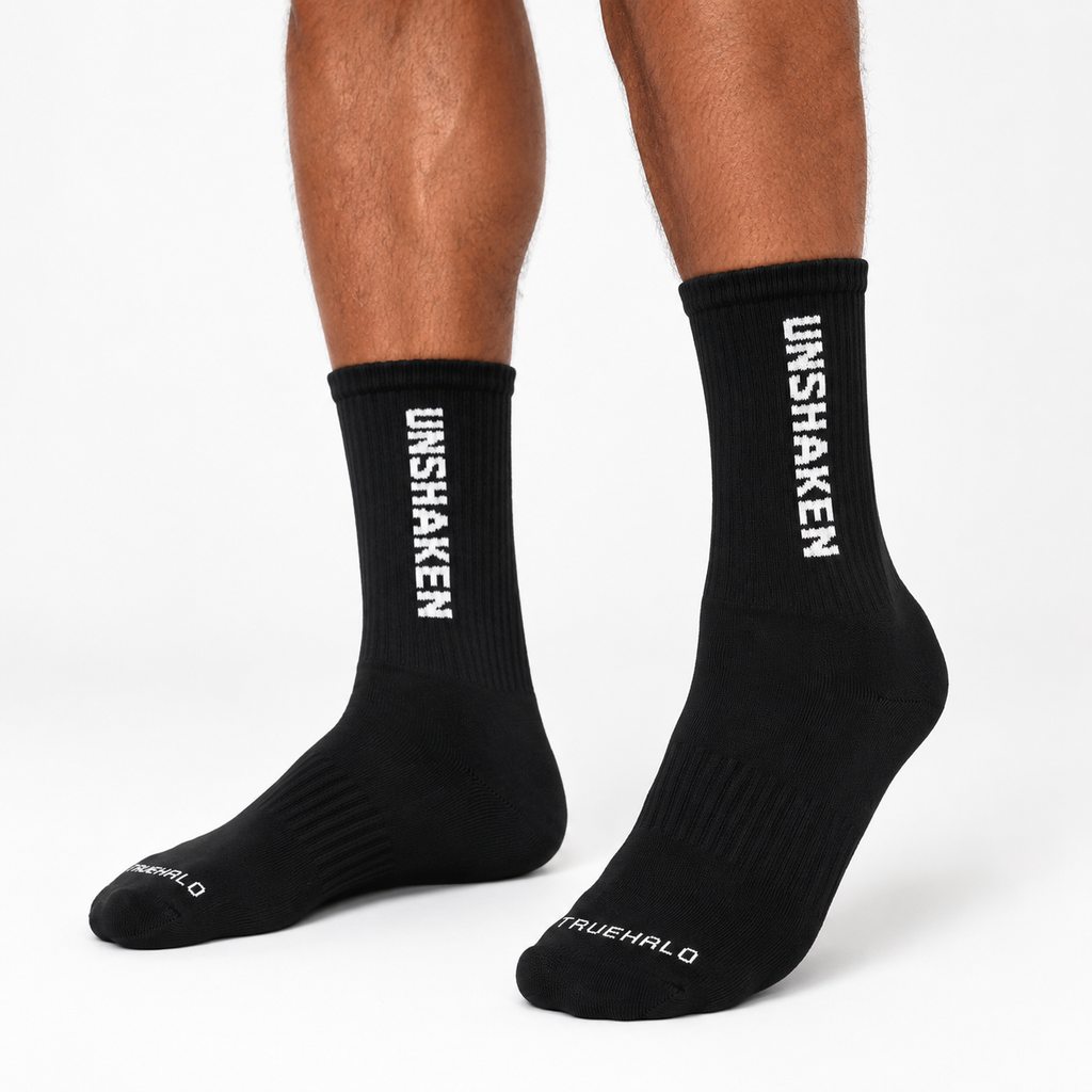 UNSHAKEN Athletic Crew Socks Black